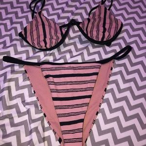 Black and pink stripped swimsuit